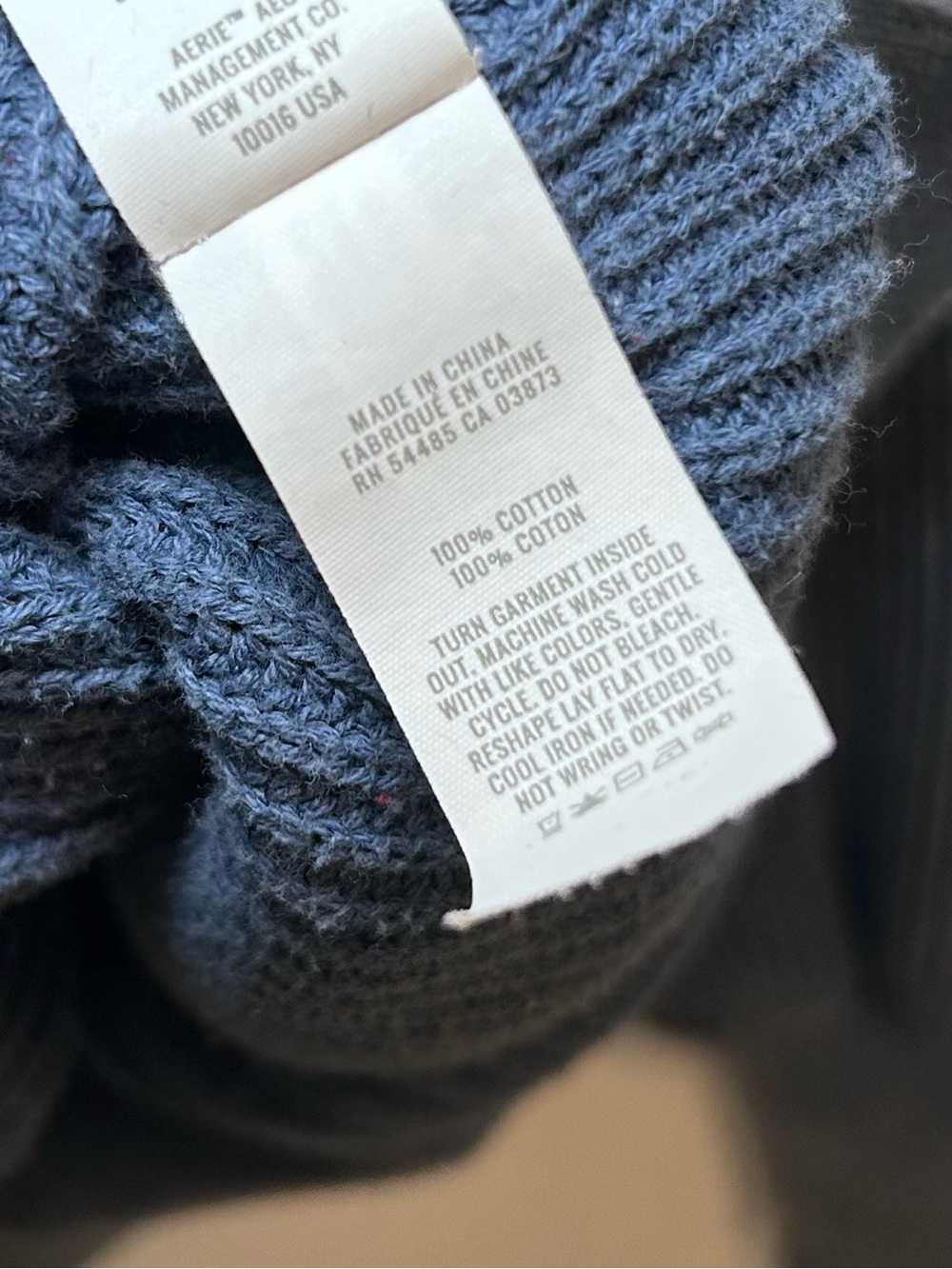 Aerie Blue Knit Pullover Crewneck Oversized Cotton Sweatshirt Womens M - Picture 4 of 5